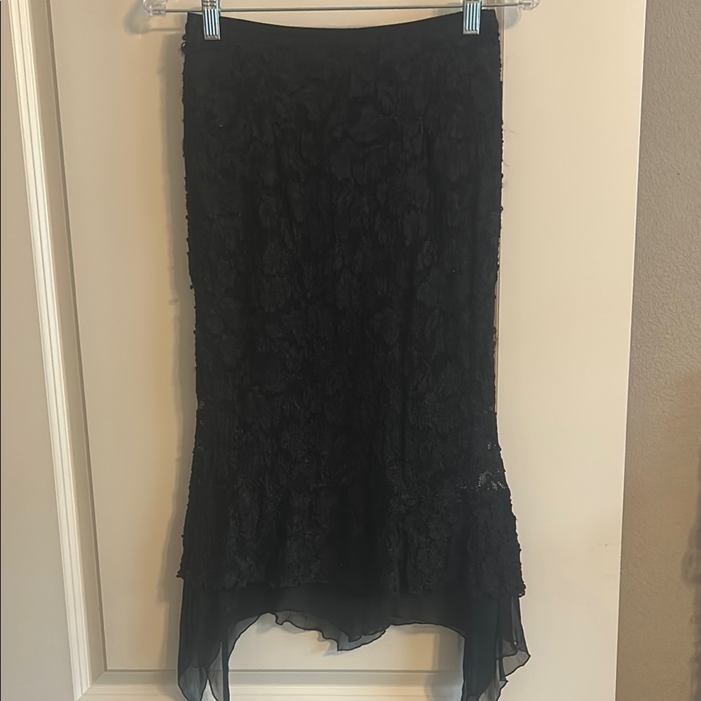 Hanky Panky Black Asymmetrical Trumpet Midi Skirt
